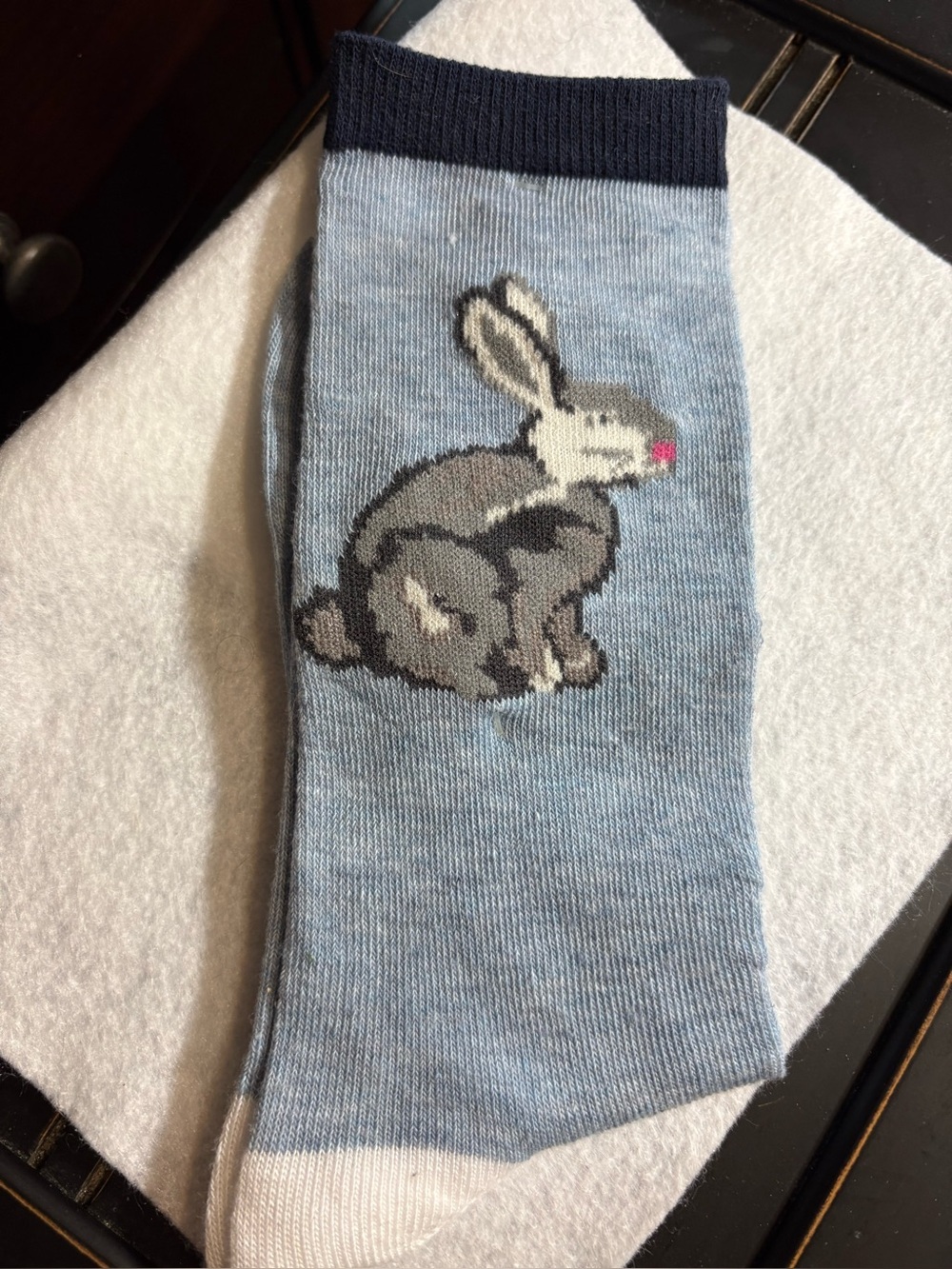 NWOT-Bunny Light Blue Graphic Womens Crew Socks